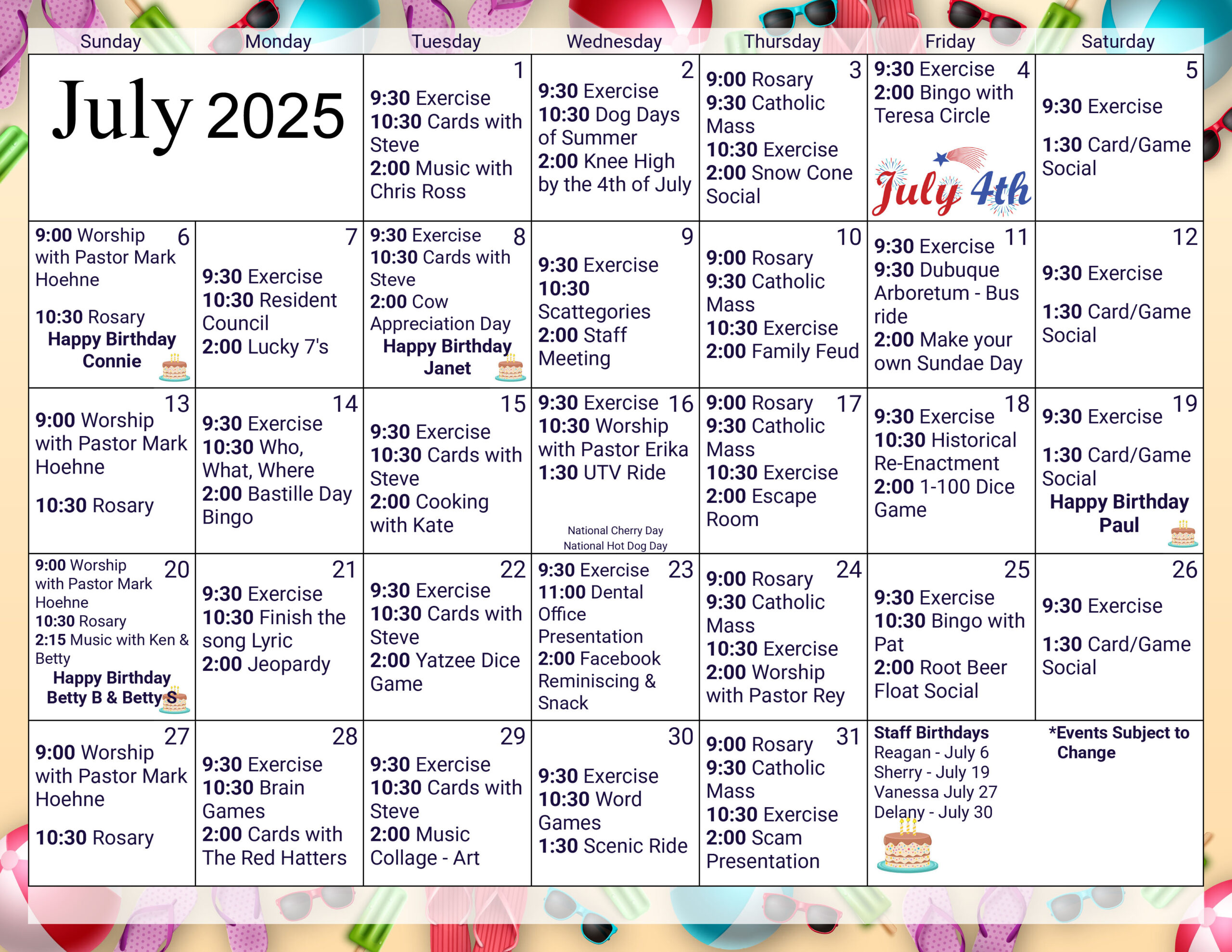 Morningside July 2025 calendar